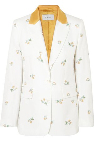 Racil | George satin-trimmed cotton-blend jacquard blazer | NET-A-PORTER.COM