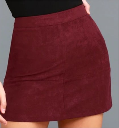 burgundy mini skirt