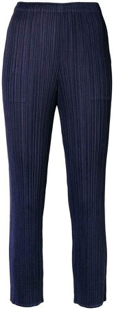 pleated slim-fit trousers