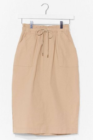 paperbag waist casual midi skirt | Nasty Gal