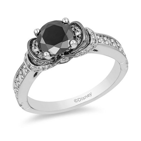 Enchanted Disney Villains Evil Queen 1-1/2 CT. T.W. Enhanced Black Diamond Engagement Ring in 14K White Gold | Two-Tone Wedding Rings | Wedding | Zales