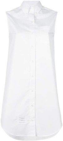 elongated sleeveless button-down shirt