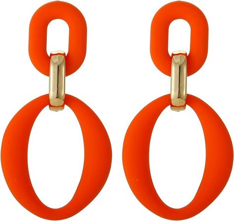 Amazon.com: RUOFFETA Acrylic Rectangle Earrings, Fashion Acrylic Square/Oval/Hoop Statement Drop Earrings for Women girls(Orange Oval): Clothing, Shoes & Jewelry