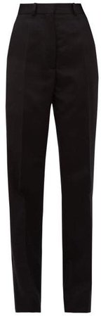 Barathea Wool Blend Tuxedo Trousers - Womens - Black