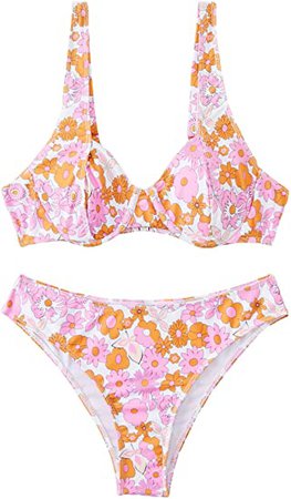 Amazon.com: WDIRARA Women's V Neck Adjustable Straps Bikini Swimsuit Bathing Suit Swimwear : Clothing, Shoes & Jewelry