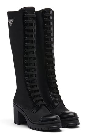 Tronchetti Nylon, Leather Knee Boots By Prada | Moda Operandi