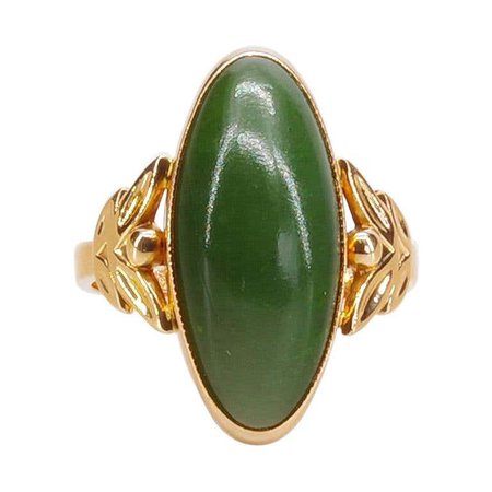 Vintage Rose Gold Russian Nephrite Ring