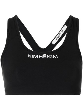 Kimhekim logo-print racerback sports bra - FARFETCH