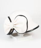 Unique Vintage 1950s White Wool Bow Cloche Hat