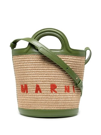 Shop Marni woven wicker-design tote bag with Express Delivery - FARFETCH