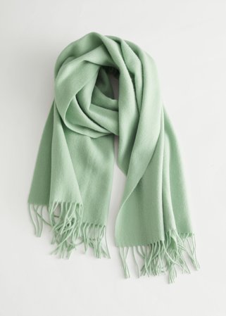 Wool Fringed Blanket Scarf - Pistachio Green - Fall & Winterscarves - & Other Stories