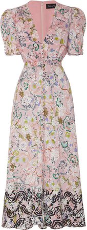 Lea Floral-Print Silk Crepe De Chine Midi Dress
