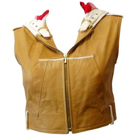 2000s Christian Dior Leather Cropped Sleeveless Hoodie For Sale at 1stdibs