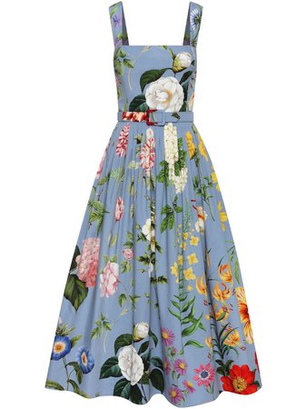 Oscar De La Renta floral-print square-neck Midi Dress - Farfetch