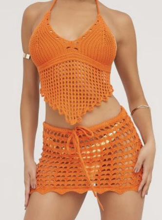 FL orange crochet set