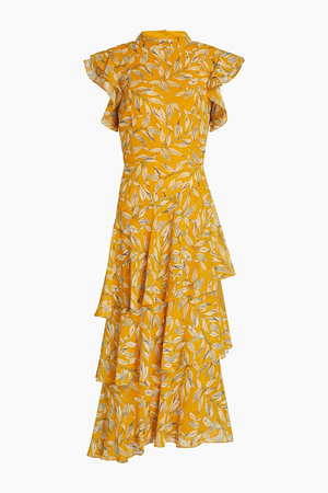 MIKAEL AGHAL Ruffled floral-print crepe midi dress