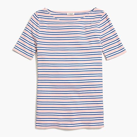 Striped perfect-fit open-neck T-shirt : FactoryWomen Knits & T-Shirts | Factory