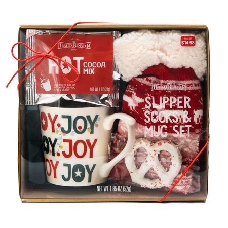 Maud Borup Slipper Socks & Mug Set with Hot Cocoa and Candy Cane Pretzel - Walmart.com