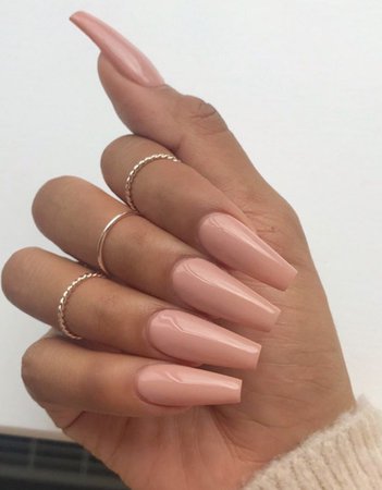 pink nude long nails