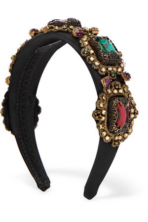 Dolce & Gabbana | Crystal-embellished silk-satin headband | NET-A-PORTER.COM