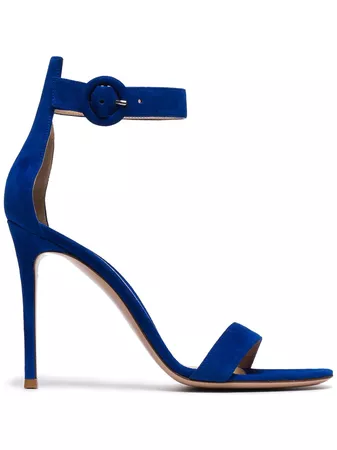 Gianvito Rossi Blue 105 Ankle Strap Suede Sandals - Farfetch
