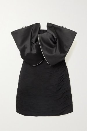 Georgette And Swarovski Crystal-embellished Silk-satin Mini Dress - Black