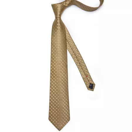 Golden Floral Silk Men's Tie Pocket Square Cufflinks Set – ties2you