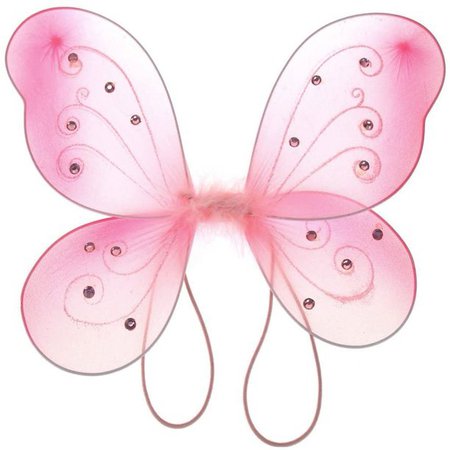 Organza Butterfly Fairy Wings w/ Rhinestone Glitters (Pink, 22" x 15") - Walmart.com - Walmart.com
