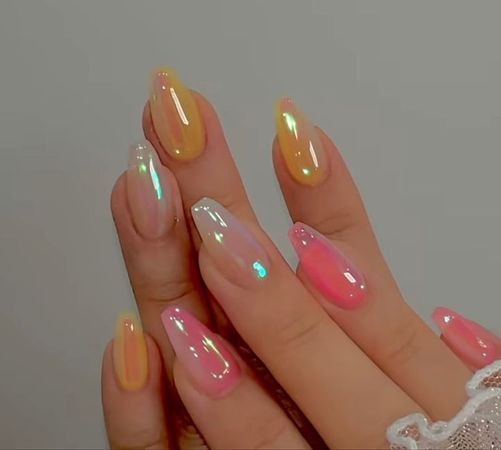 jelly iridescent nails