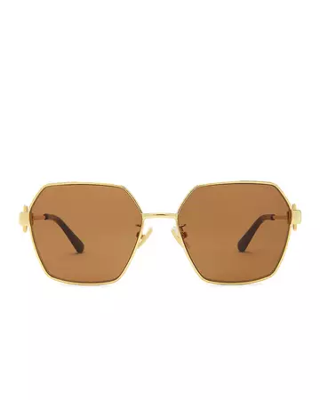 Bottega Veneta Square Sunglasses in Gold | FWRD