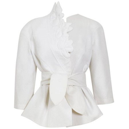 THIERRY MUGLER 1980's White Cotton Jacket For Sale at 1stdibs