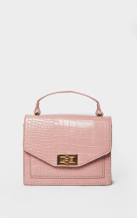 Pink Croc Pu Cross Body Bag | PrettyLittleThing