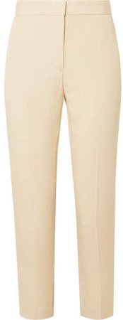 Cropped Satin-crepe Tapered Pants - Beige