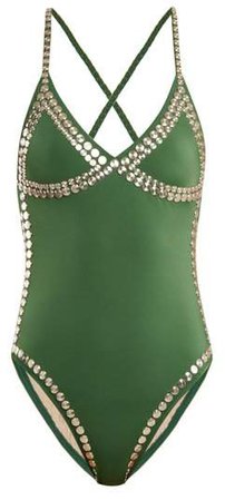 Mio Studded Swimsuit - Womens - Green