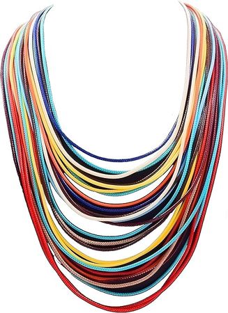 Amazon.com: Women Multi Layer Chunky Bib Necklace Magnetic Clasp Wax Line Choker Statement Jewelry : Clothing, Shoes & Jewelry