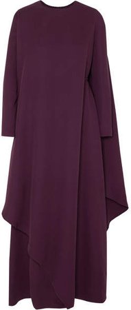 Cape-effect Asymmetric Silk-cady Gown - Purple
