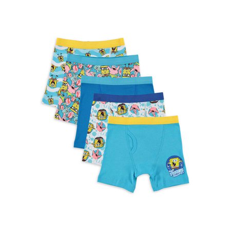 SpongeBob SquarePants - SpongeBob SquarePants, Boys Underwear, 5 Pack Boxer Briefs, Sizes 4-6 - Walmart.com - Walmart.com