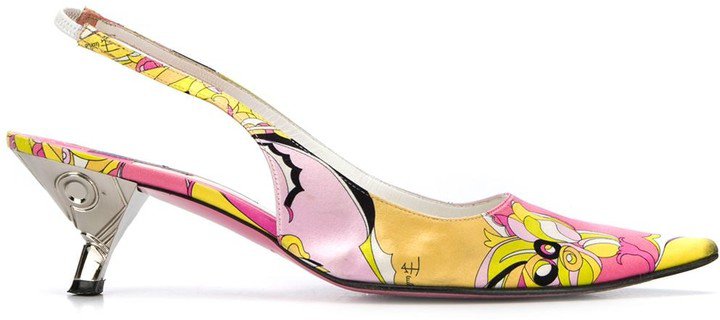 Emilio Pucci Pre Owned 2000s Printed Pointed Sling-Backs