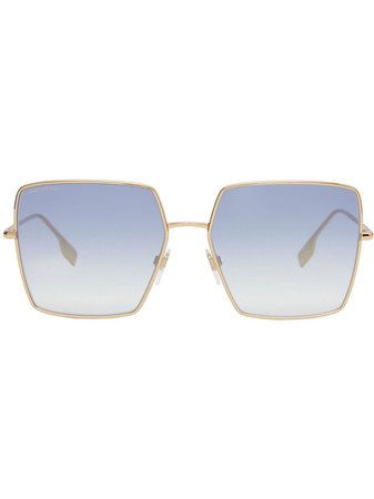Burberry Icon Stripe Detail Square Frame Sunglasses - Farfetch