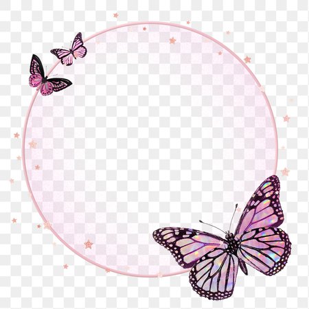 Png frame with pink Monarch butterfly | Free stock illustration | High Resolution graphic