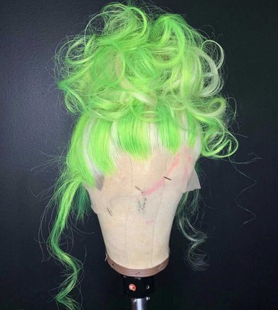 green, curly, messy bun lace wig