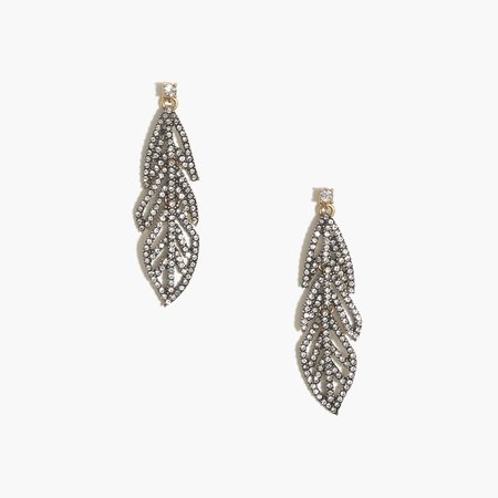 PavA crystal feather statement earrings