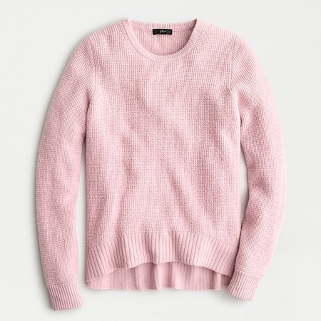 J.Crew: High-low Waffle Knit Sweater In Supersoft Yarn pink