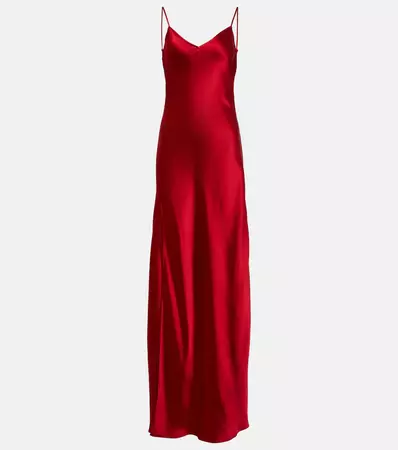 Satin Slip Maxi Dress in Red - Staud | Mytheresa