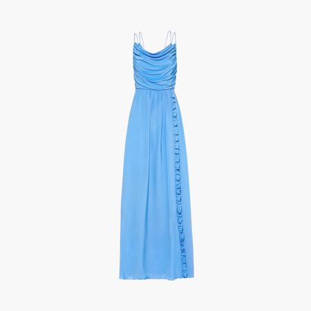 Long crepe de chine dress Periwinkle blue | Miu Miu