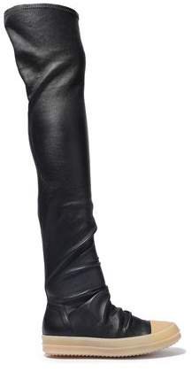 Gathered Stretch-leather Over-the-knee Boots