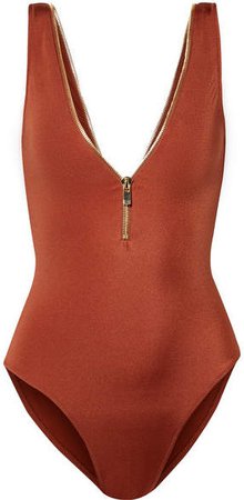 OYE Swimwear - Lea Zip-embellished Swimsuit - Copper
