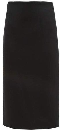 High Rise Crepe Pencil Skirt - Womens - Black