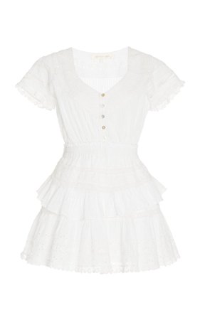 LoveShackFancy Jeromie Smocked Cotton Mini Dress