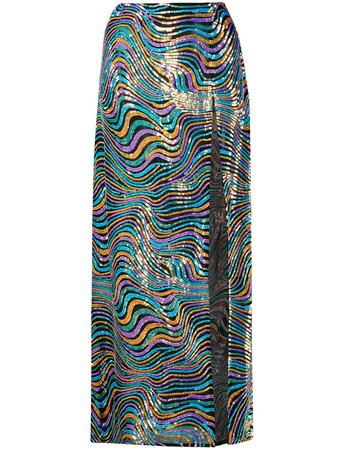 LAPOINTE swirl-print Sequin Skirt - Farfetch